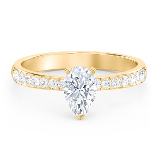 Engagement Ring with Graduated Side Stones – 9kt Yellow Gold with Lab Diamond