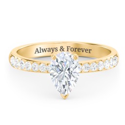 Engagement Ring with Graduated Side Stones in 9K Solid Yellow Gold with 04LABDIAM-PE-1.00-VS2-G-G and Lab Diamond