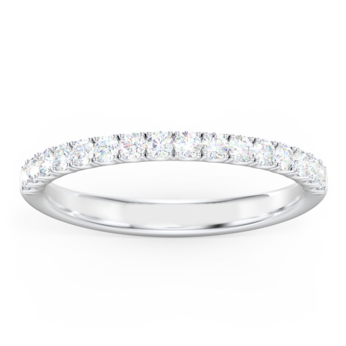 Micro-Pavé Half Eternity Diamond Band – 14K White Gold with Lab Diamond