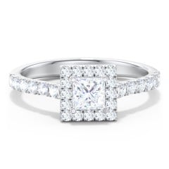 Diamond Halo Engagement Ring Micro-Pavé Accents