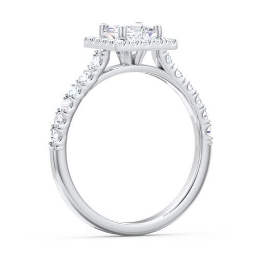 Diamond Halo Engagement Ring Micro-Pavé Accents – 14K White Gold with Lab Diamond