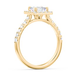Diamond Halo Engagement Ring Micro-Pavé Accents in 9K Solid Yellow Gold