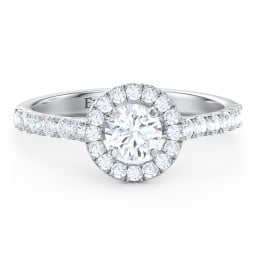 Diamond Halo Engagement Ring Micro-Pavé Accents