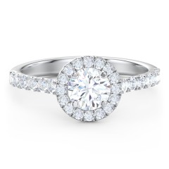 Diamond Halo Engagement Ring Micro-Pavé Accents – 14K White Gold with Lab Diamond