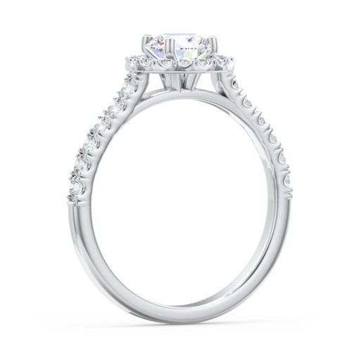 Diamond Halo Engagement Ring Micro-Pavé Accents – 14K White Gold with Lab Diamond