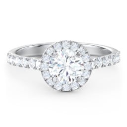 Diamond Halo Engagement Ring Micro-Pavé Accents
