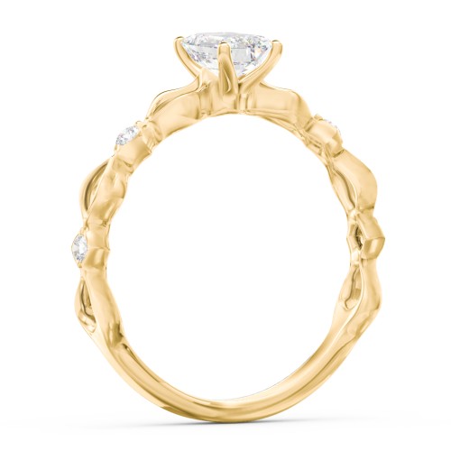 Modern Diamond Twisted Band Ring with Accents – 9kt Yellow Gold with Diamond