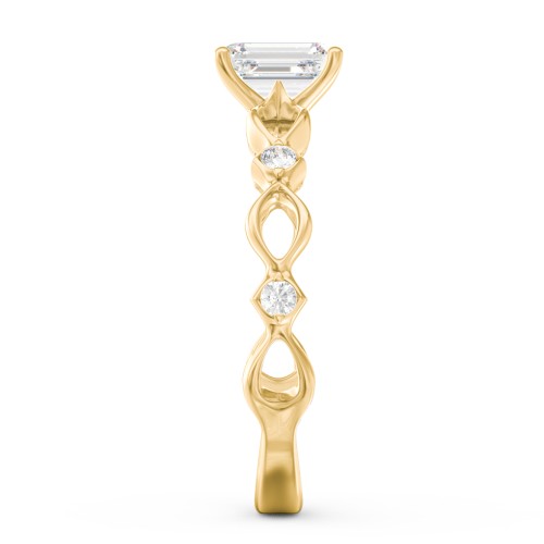 Modern Diamond Twisted Band Ring with Accents – 9kt Yellow Gold with Diamond