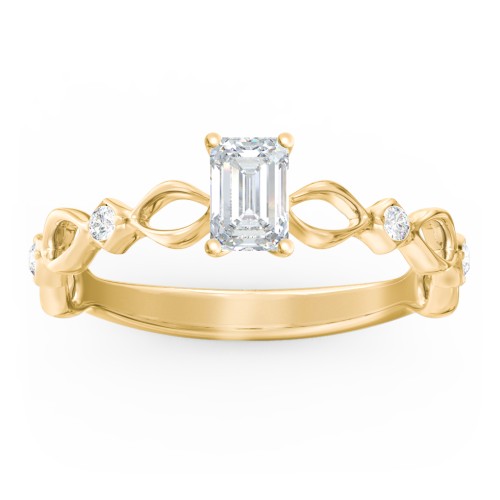 Modern Diamond Twisted Band Ring with Accents – 9kt Yellow Gold with Diamond