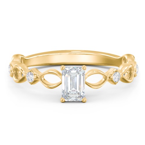 Modern Diamond Twisted Band Ring with Accents – 9kt Yellow Gold with Diamond