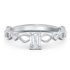 Modern Diamond Twisted Band Ring with Accents – 14K White Gold with Diamond