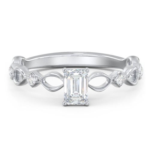 Modern Diamond Twisted Band Ring with Accents – 14K White Gold with Diamond