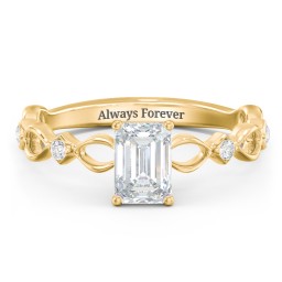 Modern Diamond Twisted Band Ring with Accents in 9K Solid Yellow Gold with 04DIAM-EM-1.00-SI1-G-G and Diamond