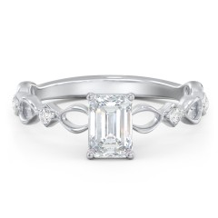 Modern Diamond Twisted Band Ring with Accents – 14K White Gold with Diamond