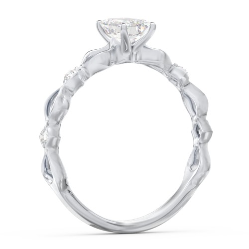 Modern Diamond Twisted Band Ring with Accents – 14K White Gold with Diamond