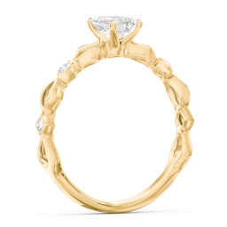 Modern Diamond Twisted Band Ring with Accents in 9K Solid Yellow Gold