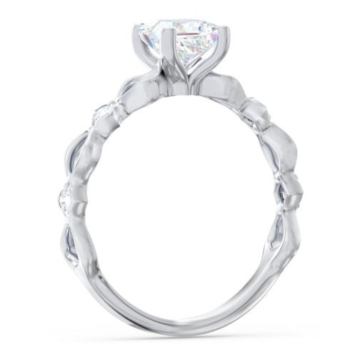 Modern Diamond Twisted Band Ring with Accents – 14K White Gold with Diamond