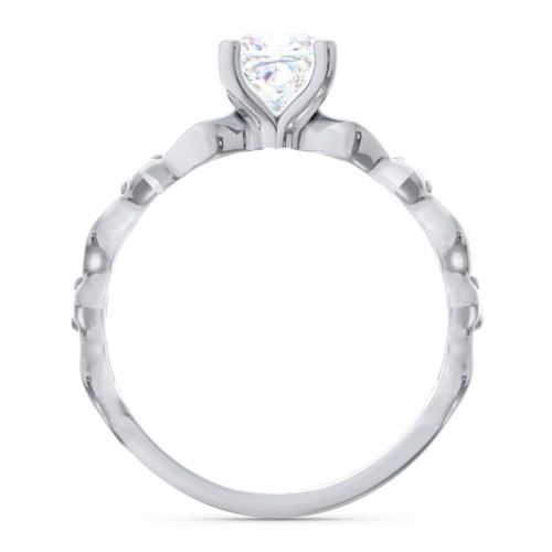 Modern Diamond Twisted Band Ring with Accents – 14K White Gold with Diamond