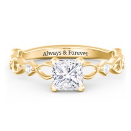 Modern Diamond Twisted Band Ring with Accents in 9K Solid Yellow Gold with 04DIAM-PC-1.00-SI2-G-G and Diamond