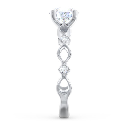 Modern Diamond Twisted Band Ring with Accents – 14K White Gold with Diamond