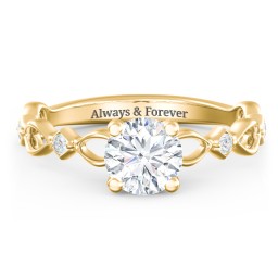 Modern Diamond Twisted Band Ring with Accents in 9K Solid Yellow Gold with 04DIAM-RD-1.00-I1-G-VG and Diamond