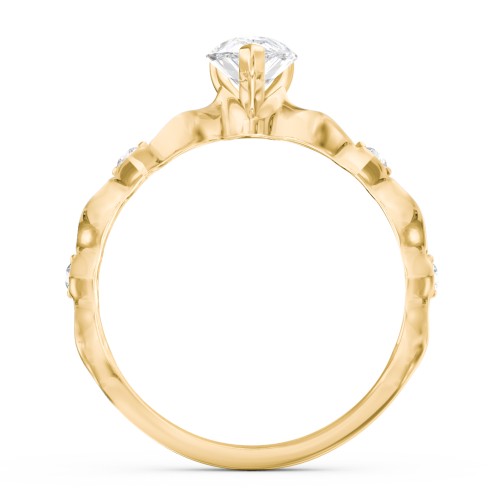 Modern Diamond Twisted Band Ring with Accents – 9kt Yellow Gold with Diamond