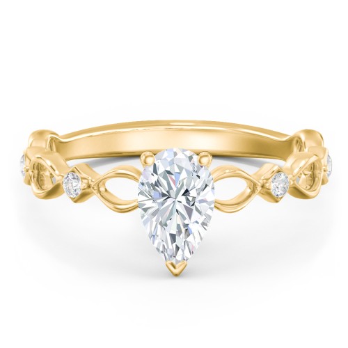 Modern Diamond Twisted Band Ring with Accents – 9kt Yellow Gold with Diamond