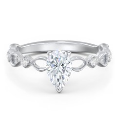 Modern Diamond Twisted Band Ring with Accents – 14K White Gold with Diamond