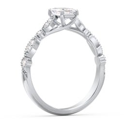 Vintage Diamond Ring with Milgrain Leaves and Accents