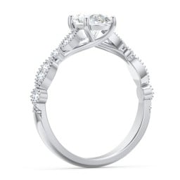 Vintage Diamond Ring with Milgrain Leaves and Accents