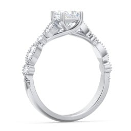 Vintage Diamond Ring with Milgrain Leaves and Accents