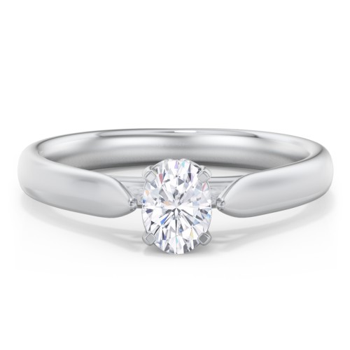 Classic Solitaire Engagement Ring with Cathedral Setting – 14K White Gold
