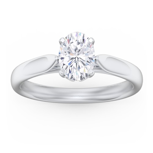 Classic Solitaire Engagement Ring with Cathedral Setting – 14K White Gold