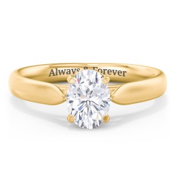 Classic Solitaire Engagement Ring with Cathedral Setting in 9K Solid Yellow Gold with 04LABDIAM-OV-1.00-SI1-G-G