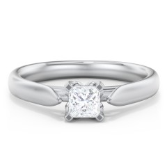 Classic Solitaire Engagement Ring with Cathedral Setting – 14K White Gold