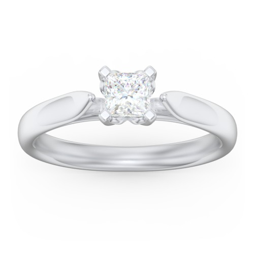 Classic Solitaire Engagement Ring with Cathedral Setting – 14K White Gold