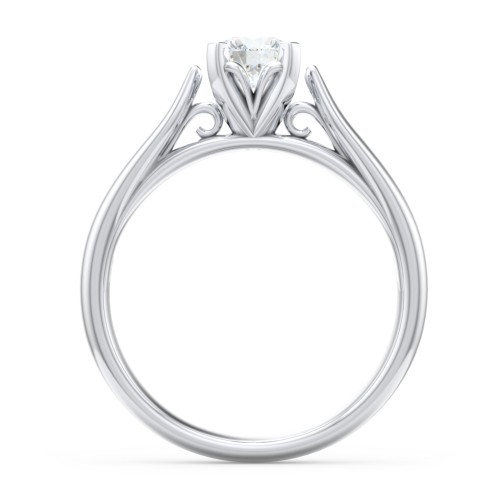 Classic Solitaire Engagement Ring with Cathedral Setting – 14K White Gold