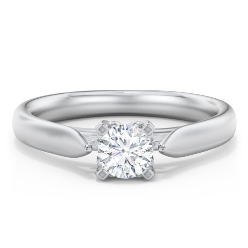 Classic Solitaire Engagement Ring with Cathedral Setting – 14K White Gold
