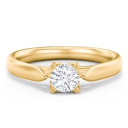 Classic Solitaire Engagement Ring with Cathedral Setting in 9K Solid Yellow Gold