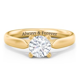 Classic Solitaire Engagement Ring with Cathedral Setting in 9K Solid Yellow Gold with 04LABDIAM-RD-1.00-SI1-F-VG