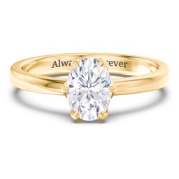 Classic 6-Prong Solitaire Diamond Engagement Ring in 9K Solid Yellow Gold with 04LABDIAM-OV-1.00-SI1-G-G