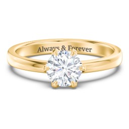 Classic 6-Prong Solitaire Diamond Engagement Ring in 9K Solid Yellow Gold with 04LABDIAM-RD-1.00-SI1-F-VG
