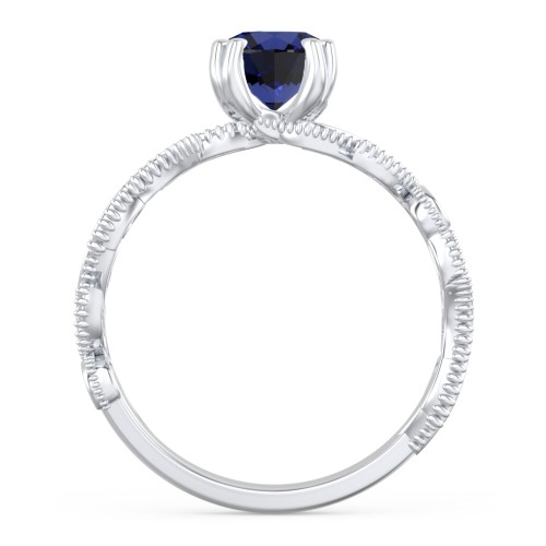 Vintage Leaf and Vine Solitaire Engagement Ring with Milgrain