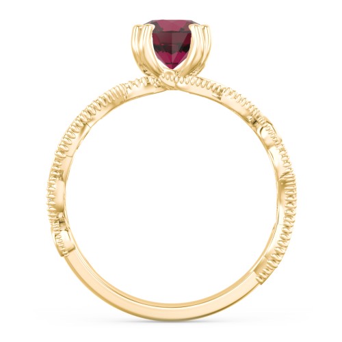 Vintage Leaf and Vine Solitaire Engagement Ring with Milgrain