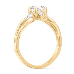 3 Stone Diamond Engagement Ring with Split Shank and Peek-A-Boo Accents in 9K Solid Yellow Gold