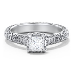 Diamond Solitaire Ring with Pierced Hollow Band