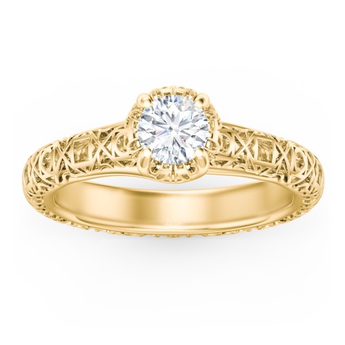 Diamond Solitaire Ring with Pierced Hollow Band