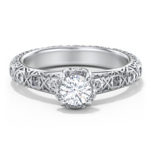 Diamond Solitaire Ring with Pierced Hollow Band