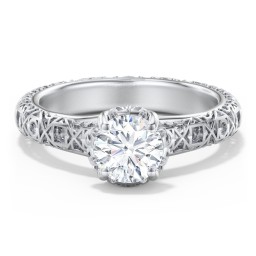 Diamond Solitaire Ring with Pierced Hollow Band