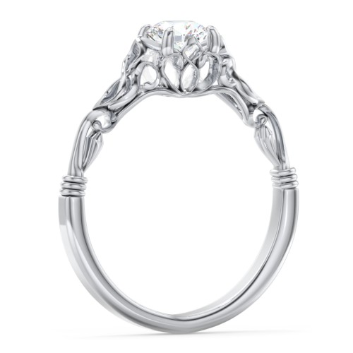 Vintage Solitaire Engagement Ring with Filigree and Infinity Designs – 14K White Gold